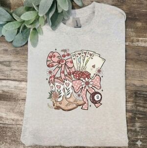 Western shirt country love print Cherry Couquette Bow cute popular heart